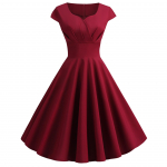 Naiste suvekleit V-kaelusega vintage r&uuml;&uuml; Elegantne retroh&otilde;nguline pin-up peo-kontori Midi-kleidid XXL bordoo