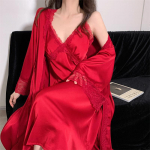 Naiste &ouml;&ouml;s&auml;rgi komplekt, pikk hommikumantel, pidžaamad, seksikas pits&auml;&auml;rega &ouml;&ouml;s&auml;rk, pidžaamad, kevadsuvised siidisatiinist koduriided XL