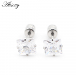 Alisouy 2TK roostevabast terasest 4 haruga ruudukujuline tsirkoon CZ, naised, mehed, t&uuml;drukud, k&otilde;rvar&otilde;ngad, k&otilde;hred, kruvitud k&otilde;rvar&otilde;ngad augustavad ehted 3mm puhas