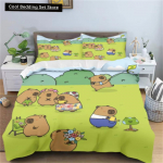 Kapiibarad Tekikott Anime Voodipesu Padjap&uuml;&uuml;r Tr&uuml;kitud &Uuml;ldine Laste ja T&auml;iskasvanute Komplekt Queen Size Reaktiivne Tr&uuml;kk Tekk EU single(135x200cm)