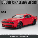1:24 Dodge Challenger SRT Hellcat Alloy Muscle Car Model Survevalatud metallist Sportauto Ornamendid S&otilde;idukimudel Heli ja valguse Laste m&auml;nguasi poisile kingitus punane