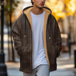 Men's thick zipper pocket jacket with pockets inserted into cotton jacket XXXL