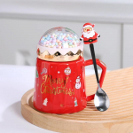 Kaanega j&otilde;ulukruusid ja j&otilde;uluvana lusikas Creative Planet Ceramic Cup Xmas Kingitus Kohvitass Piimatass Joomine Kodukontorisse 401-500ml