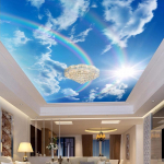 3D Tapeet Seinamaalid Sinine Taev Valged Pilved Vikerkaar Foto Seinamaal Elutuba Magamistuba Lagi Dekoratiivne Seinakate 200 cm(W) x 140 cm(H)