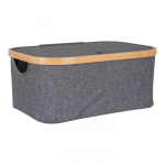 Panier en bambou gris fonc&eacute; 38 x 26 x 16 cm