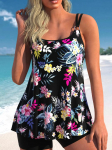 2025. aasta uus suvine naiste tavaline Tankini rannakomplekt Monokini ujumisriided ujumisriided, kaheosalised ujumisriided, moeprint Tankin S must
