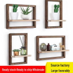Ruudukujuline puidust seinale paigaldatav riiul elutoa sisustuseks 42*26*9cm