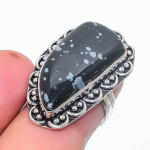 Snowflake Obsidian Handmade 925 Sterling Silver Jewelry Ring Size 6.5 q6p14