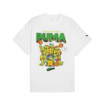 Puma Logo Multikad Anime Prindiga &Uuml;mmarguse Kaelusega Pullover L&uuml;hikeste Varrukatega T-s&auml;rk Meeste Topid Valge 630929-01 XL