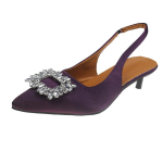 Klassikaline elegantne slingback-sandaalid naistele strasspandlaga tagapaelaga tasased balletidisainiga k&otilde;rge kontsaga kingadMule kontorisse Mujer 40 lilla
