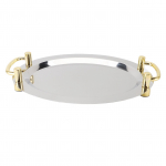 Roostevabast terasest alus k&auml;epidemega Multifunktsionaalne kaasaskantav metallist serveerimisalus &Otilde;htus&ouml;&ouml;gitaldrik jaoks Rectangle Shape with Gold Handle, 39cm
