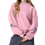 Naiste mood Naiste kerge pikkade varrukatega taskutega pullover Preppy graafiline kapuuts L