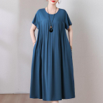 Suures suuruses vaba vintage printiga pikk kleit naistele vabaaja l&uuml;hikeste varrukatega suvised naiste kleidid 3XL