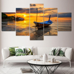 5 paneeli Maastikupaat p&auml;ikeseloojangumaastikul L&otilde;uend Maali Loodus Ranna Plakatid ja Prindid Seinakunst Pilt Kodukaunistus Ilma raamita 20x35cm*2 20x45cm*2 20x55cm*1