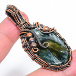 Natural Seraphinite Gemstone Handmade Copper Wire Wrap Pendant 2.36 a9t59