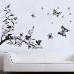 Must lilleline liblikas lill DIY viinapuu seinakleebis Art Decor seinamaalingu ruumikleebis