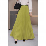 Women's Spring and Summer Long Pleated Skirt Slim A-line Long Skirt High Waist Half-body Skirt XS