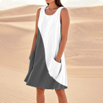 Naiste suvekleidid, vabad rannapuhkuse vabad varrukateta p&auml;ikesekleidid taskutega. M