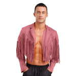 Meeste Kunstseemis 80ndate Hipi L&uuml;hike Jakk Narmastega Avatud Esiosaga Kampsun Kauboi Stiilis XL pink