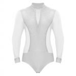 Meeste Ladina tantsus&auml;rgid Uus k&otilde;rge kaelusega pikkade varrukatega balleti tantsuleotard ballisaali tango rumba v&otilde;imlemise bodisuit tantsuriietus komplekt XL