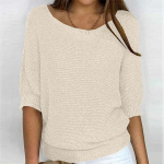 Naiste mood &uuml;hev&auml;rviline &uuml;mmargune kaelus, 3/4 varrukatega pullover, kootud s&auml;rgi topp L