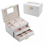 Kahe sahtliga ehtehoidik, peegliga lukustatav, s&otilde;rmuste, k&auml;ev&otilde;rude, k&otilde;rvar&otilde;ngaste, kaelakeede, sametvoodri, emadep&auml;evakingituste jaoks 18.6x13.6x11.5cm