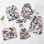 7 tk naiste pidžaamakomplekt &ouml;&ouml;s&auml;rk+&uuml;laosa+pikk l&uuml;hikeste p&uuml;kste komplekt Triibuline seksikas naiste pidžaama M