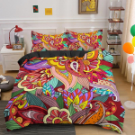 Ps&uuml;hhedeelne Boho Luksuslik Voodipesukomplekt 2/3 tk Padjap&uuml;&uuml;riga King Mandala Tekikott Queen Tekikott Pol&uuml;ester Tepitud Kate EU single(135x200cm) black