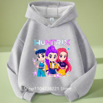 KPop Deemonik&uuml;ttide Huntrix Kapuutsiga pusa Laste Kapuutsiga pusa Beebit&uuml;drukute Pullover Kapuutsiga pusad Poiste Mood &Uuml;leriided Lasteriided 130