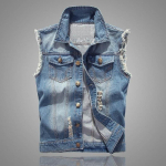 3 v&auml;rvi teksariidest vest Slim Fit teksad Hele v&auml;rvi meeste naiste unisex vest Mood varrukateta jakk M helesinine v&auml;rv