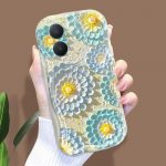 Armas koomiksimustriga kreemjas tekstuuriga korpus, lainelise servaga pehme silikoonkaanega telefoni&uuml;mbris Vivo jaoks Vivo Y91I