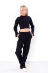 Tracksuit (girls) &ndash; Ribbed Knit, Cropped Top & Wide Pants, Any season, 6460-019 HC 140 kuristik