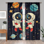 2 tk kosmos astronautide pimenduskardinad, varraste taskuga pol&uuml;esterpaneelid, HD digitaaltr&uuml;kk, pooll&auml;bipaistev kaasaegne disain, masin 53x116cm 2pc&Without mount