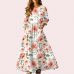 Naiste retro etnilises stiilis paelaga tikitud varrukateta linane V-kaelusega maksikleit XL arbuusipunane v&auml;rv