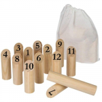 Jeu de quilles nordiques en bois - JJA - 12 quilles num&eacute;rot&eacute;es - Pour enfants - Ext&eacute;rieur
