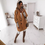 S&uuml;gis ja Talv Seitsmeveerandvarrukatega N&ouml;&ouml;pidega Rev&auml;&auml;riga Taskutega Villane Mantel Naised XXL