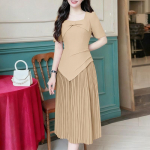 ZANZEA Naiste vabaaja ruudukujuline suvine l&uuml;hikeste varrukatega kleit 5XL roosa