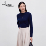 Haier Mans Women's Collared Long Sleeve Wool Blend Top L