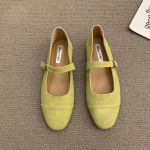 Moodsad Moodsad Mary Jane Kingad Naiste Lamedad Baleriina Lehma Suede Nahk Rohelised Vintage Mokassiinid Vabaaja Daamide Baleriina Kingad 35 pistaatsia v&auml;rvi