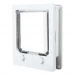 Cat Door for Thin Plates 4 Way Locking Pet Door Interior Cat Door with Magnetic Flap for Cats Up to 18 Lbs Easy to Install on Windows Sliding Doors XL valge