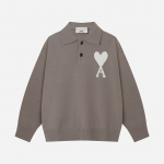 AMI Kevad ja S&uuml;gis Uus Armastus Žakaarmustriline Villane Ami De Coeur Polo Kraega Kapuutsiga Kampsun XL