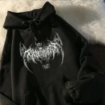 Kolju graafikuga pikkade varrukatega meeste ja naiste kapuutsiga dressipluus Gooti topp Must Punk stiilis Moodne Lahe T&uuml;druk Unisex Kapuutsiga dressipluus S