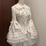 Lolita pluus naistele Camisas De Mujer Peter Pani kraega kellukjad varrukad magusad s&auml;rgid &uuml;le suurusega topid pitsist lips volangid valged pluusid S valge