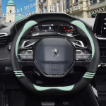 for Peugeot 2008  2022 e2008 Cute Car Steering Wheel Cover PU Leather Girls Auto Accessories interior Coche punane