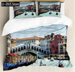 Itaalia tekikate Kuninganna/Kuningas/T&auml;issuurus Lastele T&auml;iskasvanutele Mikrokiud Itaalia Rooma Veneetsia Pisa torn Toscana Pizzad Vaade Voodipesu komplekt 155x215cm 3pcs
