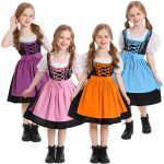 Lapse Traditsiooniline Baieri Dirndl Kleit Saksa Oktoberfest T&uuml;drukute Kost&uuml;&uuml;m Laste &Otilde;llefestivali Neiu Cosplay M roosa