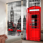 2 tk Londoni kardinat Londoni telefoniputka t&auml;naval Traditsiooniline kohalik kultuuriline &Uuml;hendkuningriigi retro Magamistoa, elutoa ja s&ouml;&ouml;gitoa jaoks 100*130 Rod Pocket 1pcs black