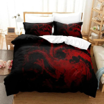 Must ja Punane Tulelohe Voodipesu Kollektsioon &Uuml;he Twin T&auml;is Queen King Suurusega Voodi Kollektsioon T&auml;iskasvanu Laste Magamistuba Tekikate Kollektsioonid Voodipesuga 245x210cm 3pcs