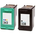 338 343 XL Cartouches d'encre Remanufactur&eacute;es pour HP 338XL pour HP Photosmart B8330 B8350 2605 2610 2710 Deskjet 460 5740 6520