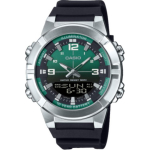 CASIO 50m veekindel kvartsliikumisega kummirihmaga k&auml;ekell Unisex roheline sihver AMW-870A-3AV Green Dial